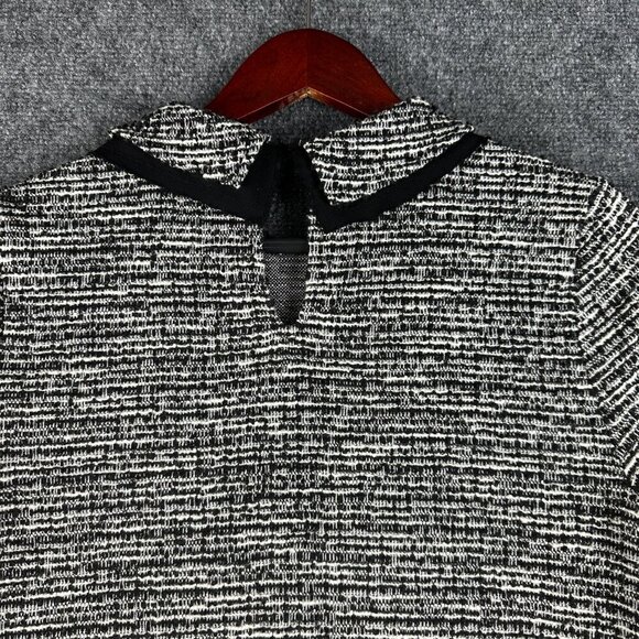 Anthropologie Postage Stamp Sweater Womens Small Black White Back Neck Keyhole - Picture 8 of 9